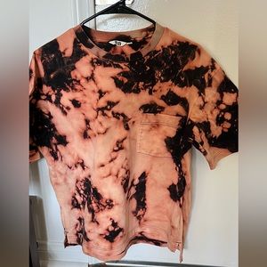 Uniqlo small black pocket t-shirt bleach dyed